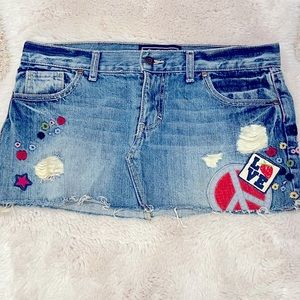 Victoria Secret Pink- Cutoff Patch Jean Skirt